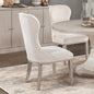 Traditional Elegance Side Chairs Set of 2 Dining Furniture Ivory Fabric Upholstery Durable Cushion Seat Back Classic Design Comfort