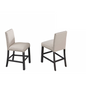 Upholstered Counter Dining Chair Set of 2, Nailhead Trim, Antique Gray Wood Legs Kitchen Side Counter Stools, Natural
