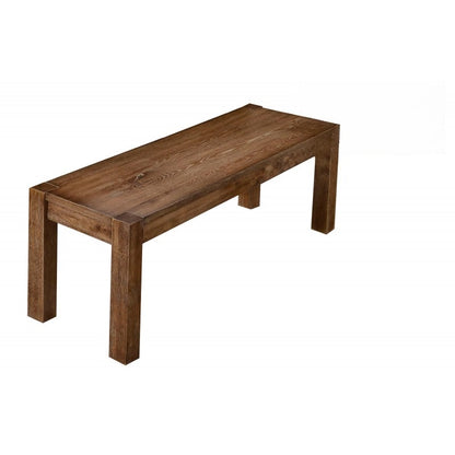 48" Transitional Wood Dining Bench in Driftwood, Dining Room Entryway Bench, Natural Oak