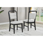 Contemporary Dining Chair Set of 2, Polyester Fabric Kitchen Side Chair Wood Frame Curved Back Design, Black/Gray