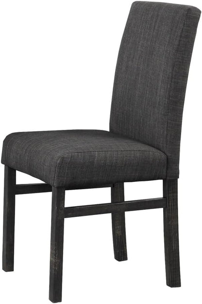 Transitional Dining Chair Set of 2, Linen Upholstered Side Chair for Home Kitchen and Dining Room, Charcoal
