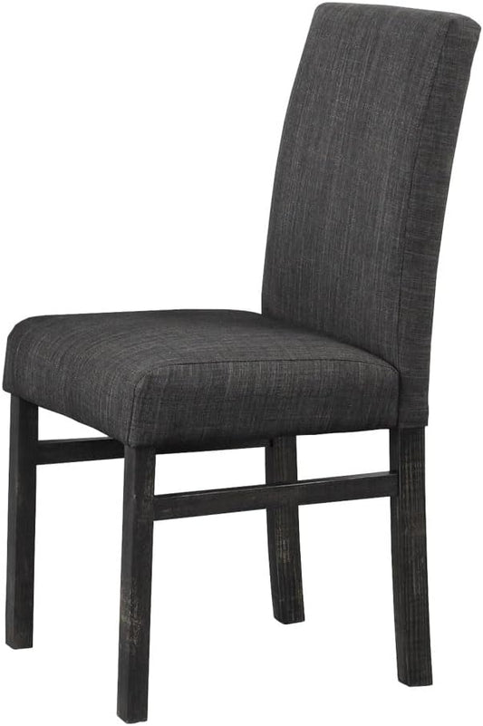 Transitional Dining Chair Set of 2, Linen Upholstered Side Chair for Home Kitchen and Dining Room, Charcoal