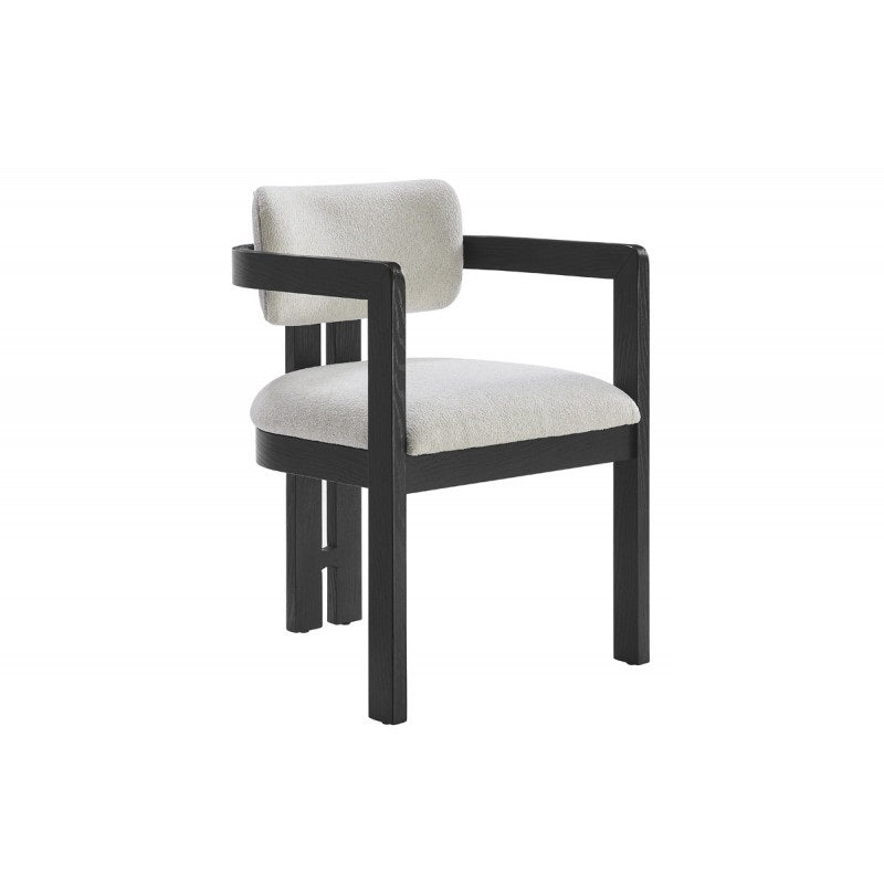 Modern Rustic Upholstered 1 Piece Dining Arm Chair, Solid Wood Frame Kitchen Side Chair, Black