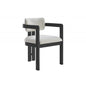 Modern Rustic Upholstered 1 Piece Dining Arm Chair, Solid Wood Frame Kitchen Side Chair, Black