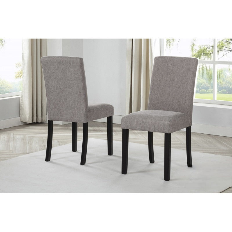 Gray Fabric Upholstered Dining Chair Set of 2 Black Wood Legs Dining Room Kitchen Side Chair Set
