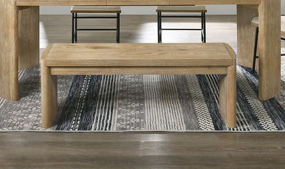 Oak Dining Room Bench with Rounded Corners, Contemporary Style
