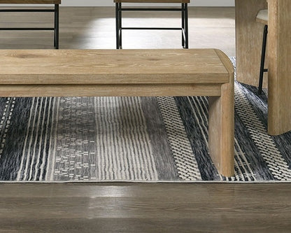 Oak Dining Room Bench with Rounded Corners, Contemporary Style