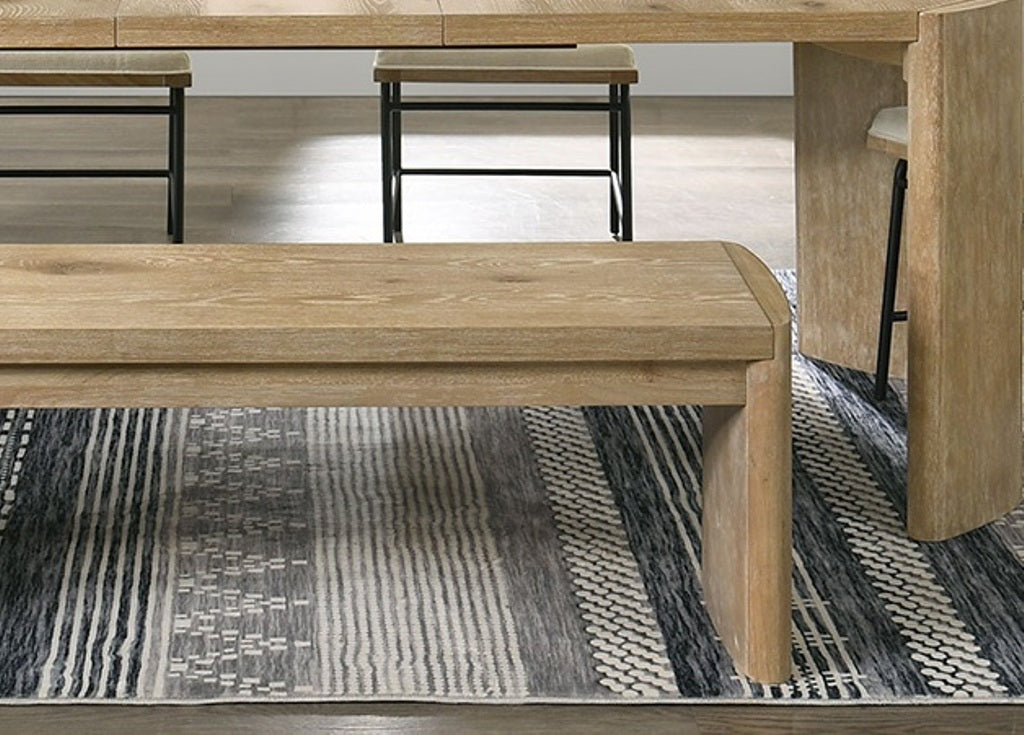 Oak Dining Room Bench with Rounded Corners, Contemporary Style