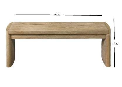 Oak Dining Room Bench with Rounded Corners, Contemporary Style