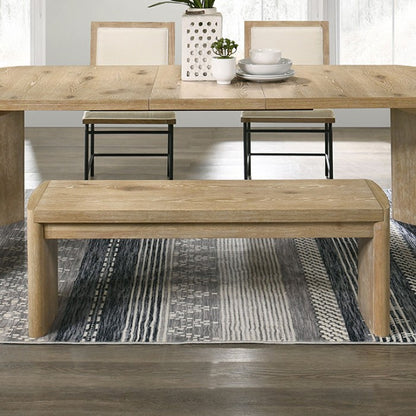 1pc Upholstery Bench Stylish Contemporary Style Soft Rounded Corners Oak Finish Dinning Room