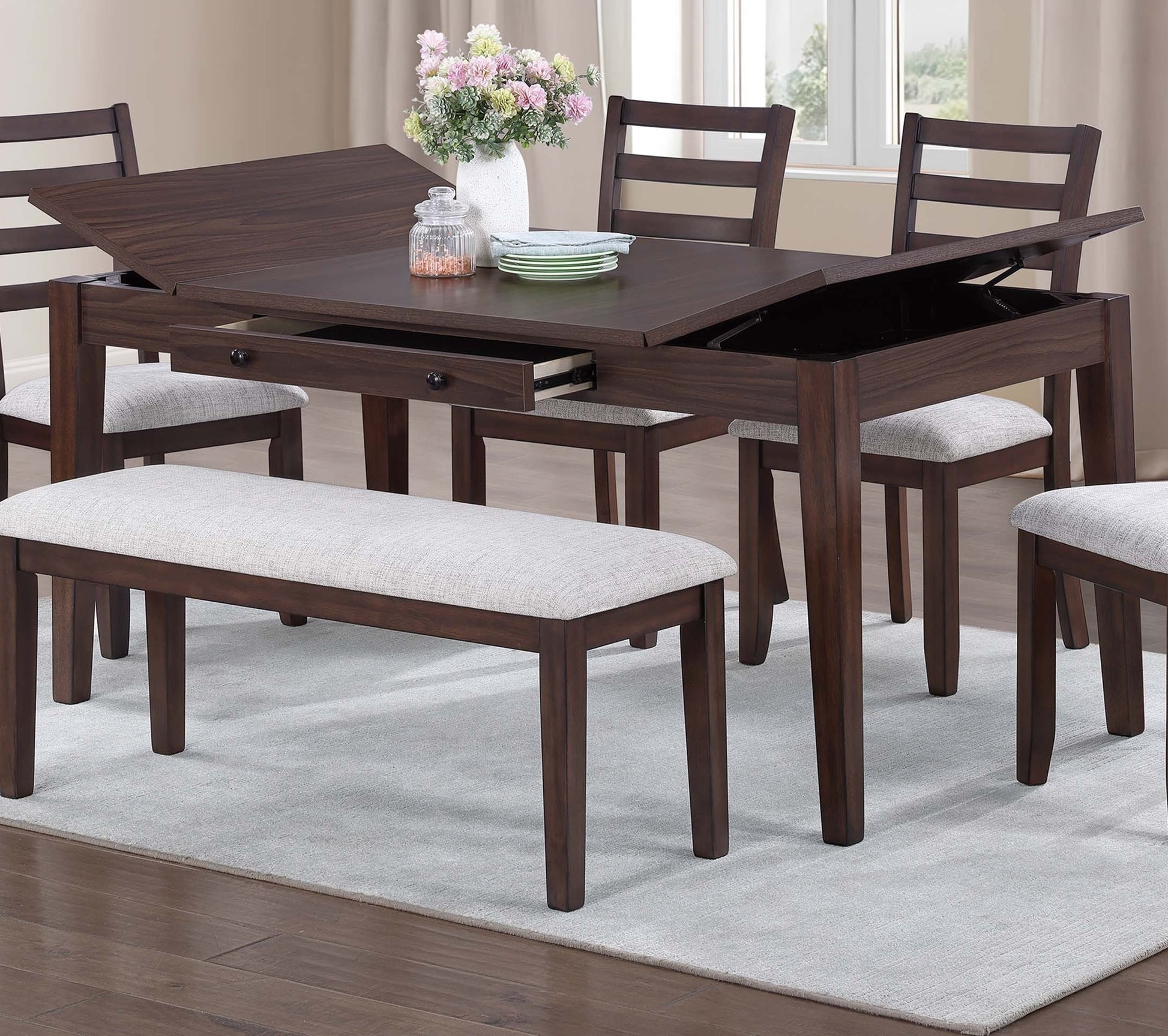6-Person Walnut Dining Table with Lift Top