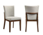 2pc Mid-century Brown Warm Wood Finish Curved Chairs Upholstered Seat Back Dining Room Wooden Solid Wood Furniture