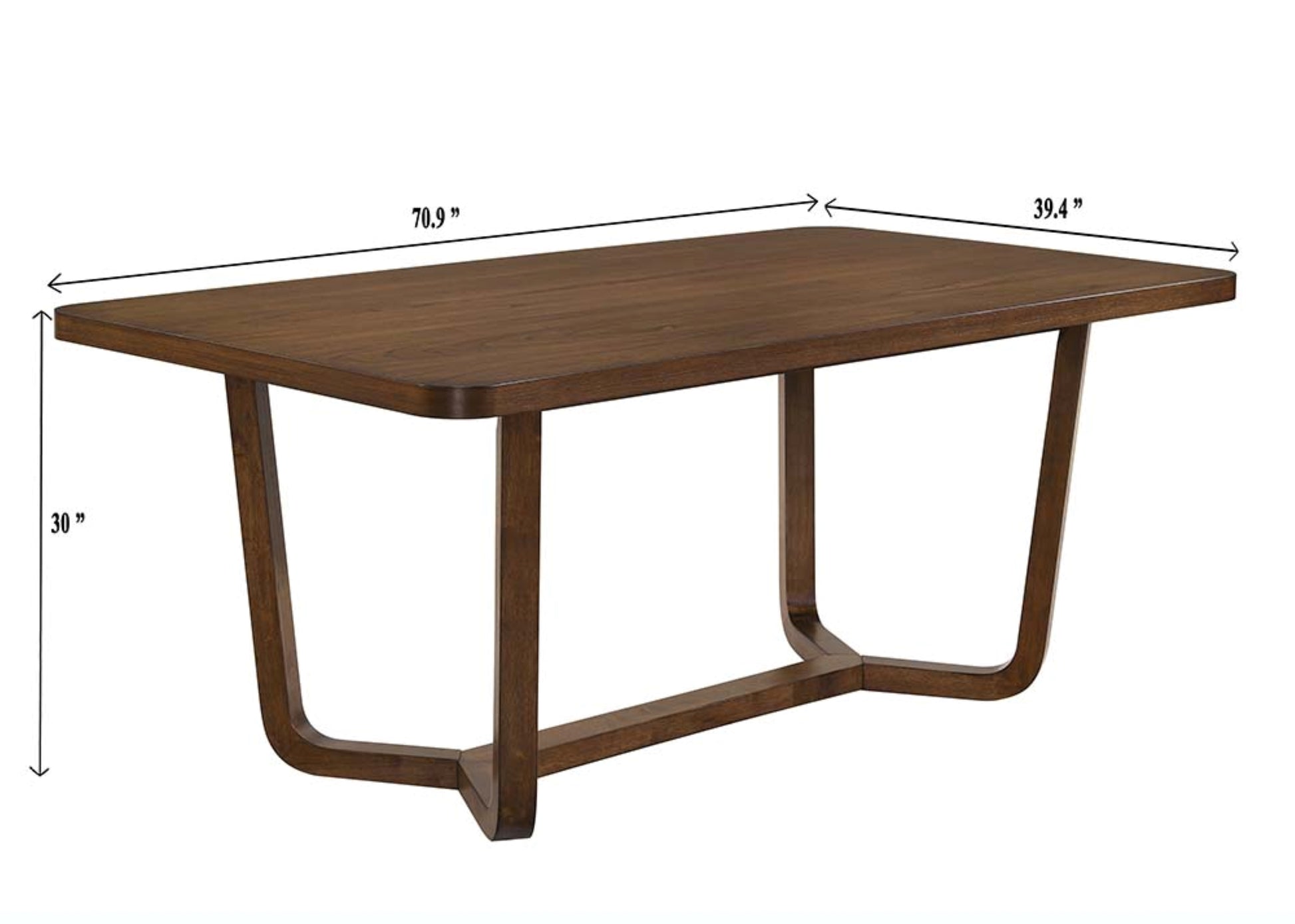 Rectangular Brown Wood Dining Table - Seats 6