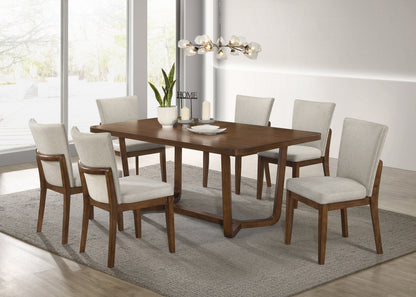 Rectangular Brown Wood Dining Table - Seats 6
