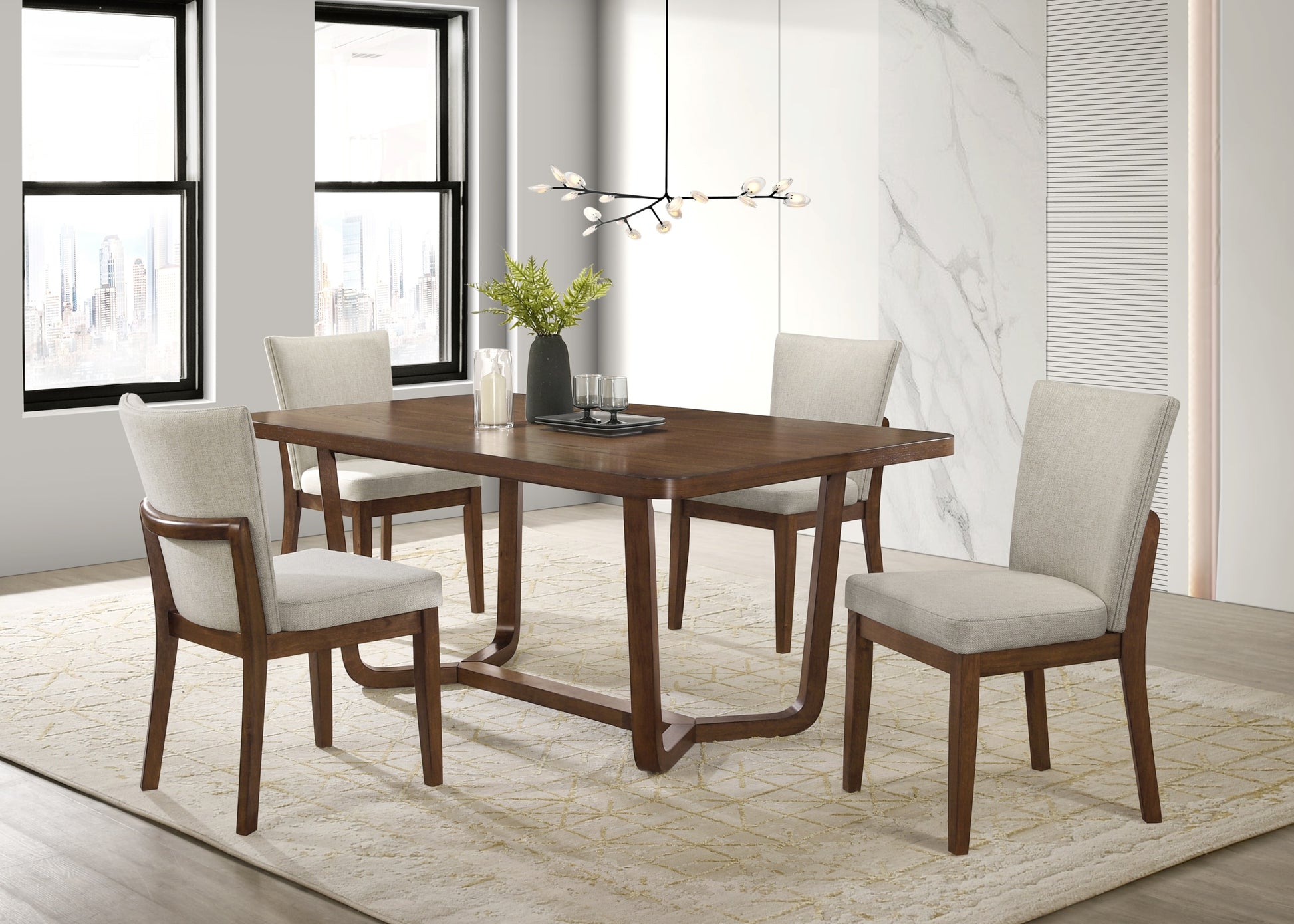 Rectangular Brown Wood Dining Table - Seats 6