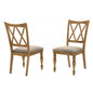 Antique Natural Oak Wood Dining Chair Set of 2, Double X Back Kitchen Chair Set, Farmhouse Style Dining Room Furniture