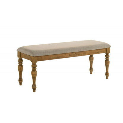Antique Natural Oak Wood Dining Bench with Cushion, Farmhouse Style Bench for Home, Entryway, Kitchen Dining Room