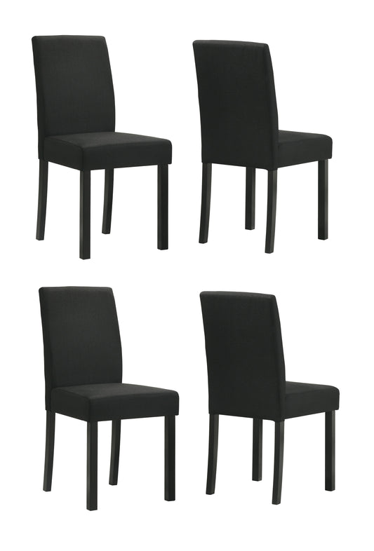 4pc Contemporary 4pc Plush Upholstered Chairs Rich Charcoal Fabric Sleek Black Legs Wooden Dining Room Home Furniture