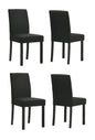 4pc Contemporary 4pc Plush Upholstered Chairs Rich Charcoal Fabric Sleek Black Legs Wooden Dining Room Home Furniture