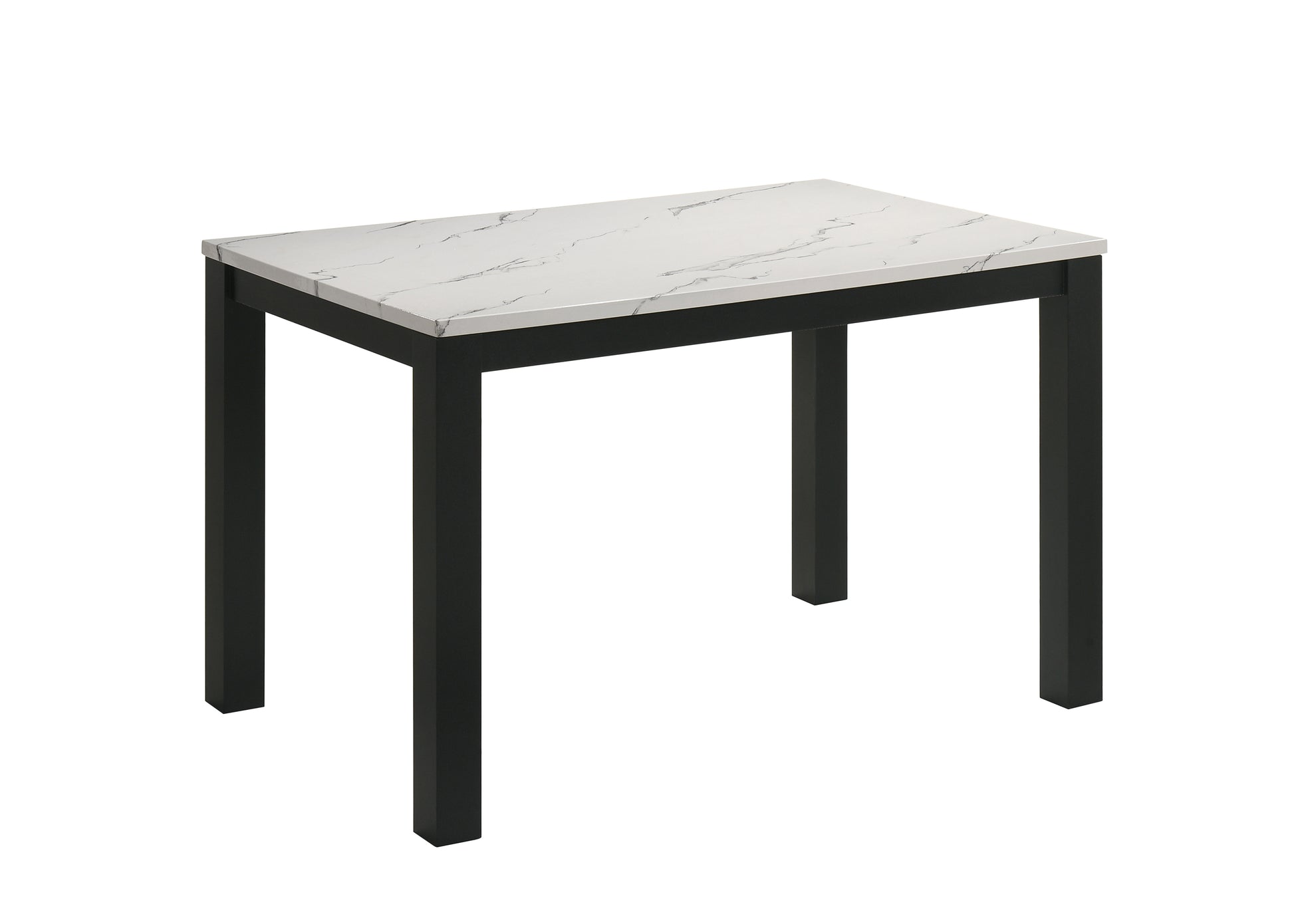 1pc White Faux Marble Black Finish Rectangular Dining Table Wooden Dining Room Furniture
