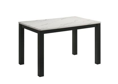 1pc White Faux Marble Black Finish Rectangular Dining Table Wooden Dining Room Furniture