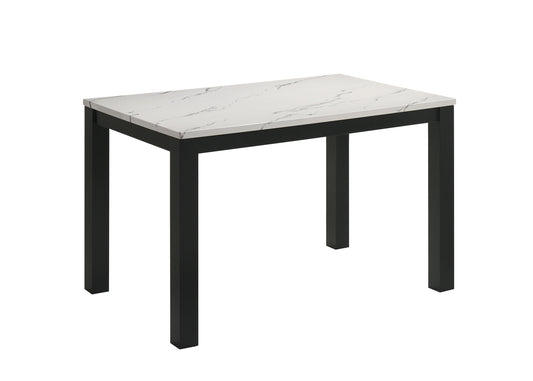 1pc White Faux Marble Black Finish Rectangular Dining Table Wooden Dining Room Furniture