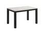 1pc White Faux Marble Black Finish Rectangular Dining Table Wooden Dining Room Furniture