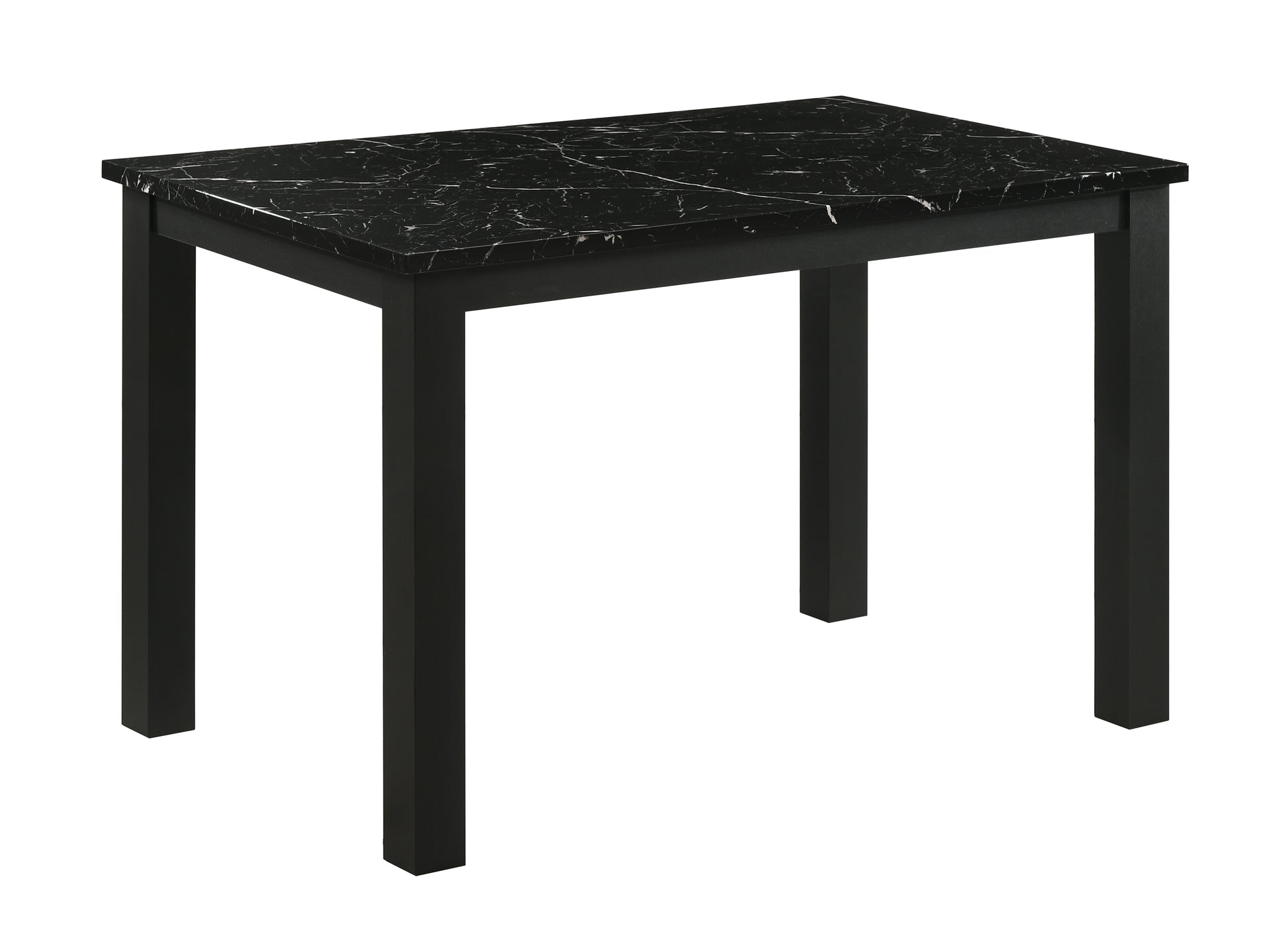 1pc Black Faux Marble Black Finish Rectangular Dining Table Wooden Dining Room Furniture Modern Contemporary
