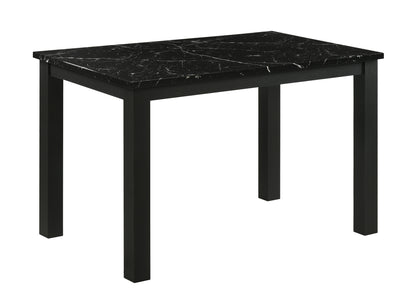 1pc Black Faux Marble Black Finish Rectangular Dining Table Wooden Dining Room Furniture Modern Contemporary