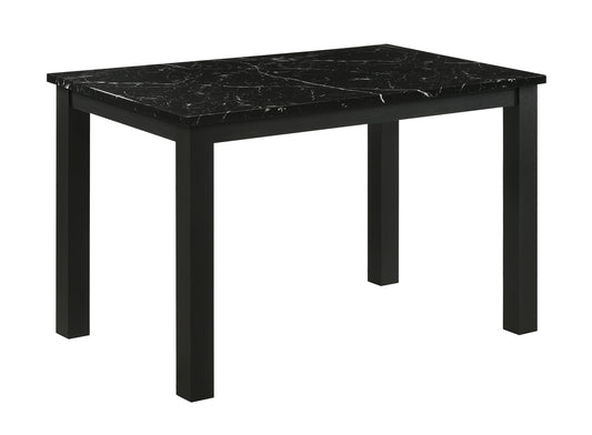 1pc Black Faux Marble Black Finish Rectangular Dining Table Wooden Dining Room Furniture Modern Contemporary