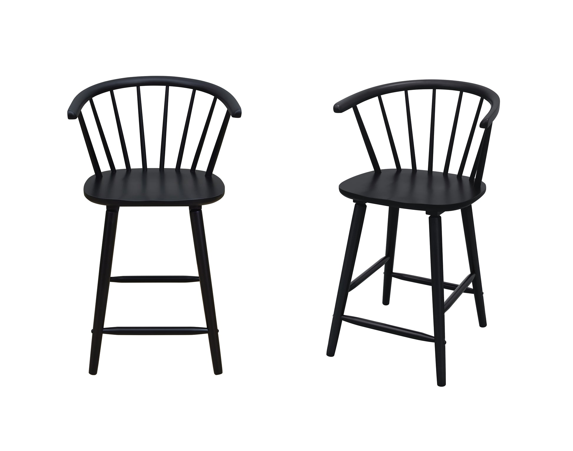 2pc Black Contemporary Counter Height Stool Chair Spindle Back Wooden Kitchen Dining Room Furniture