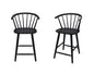 2pc Black Contemporary Counter Height Stool Chair Spindle Back Wooden Kitchen Dining Room Furniture
