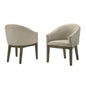 2 Piece Upholstered Dining Chair, Wood Kitchen Dining Room Armchair Set, Weather Grey