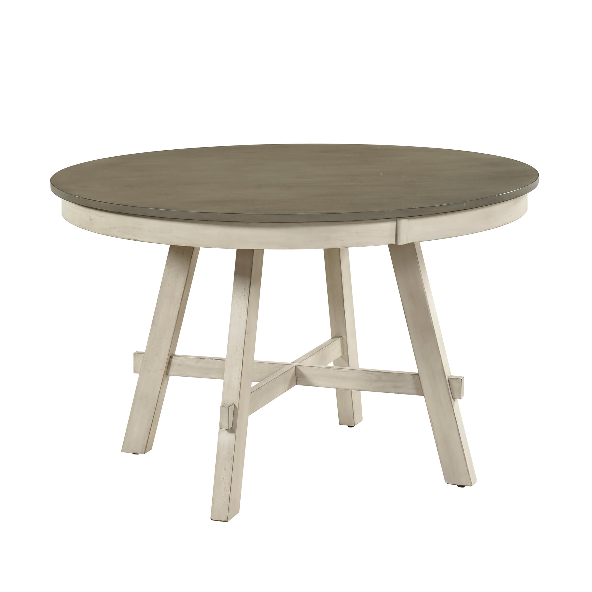 Rustic Antique White and Gray Finish 1pc Round Dining Table Farmhouse Contemporary Wooden Furniture
