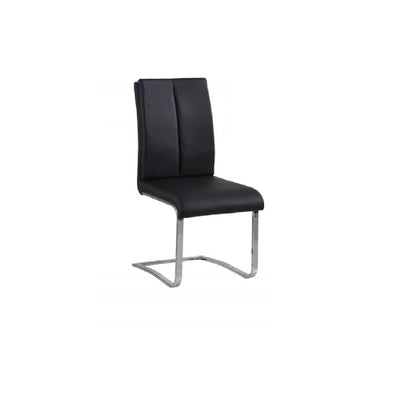 Black Faux Leather Dining Chairs Set of 2 - Modern Side Chairs with Chrome Legs