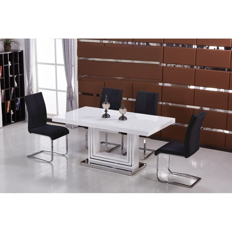 Black Faux Leather Dining Chairs Set of 2 - Modern Side Chairs with Chrome Legs