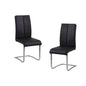 Black Faux Leather Upholstered Dining Chair Set of 2, Chrome Finish Metal Frame Side Chairs