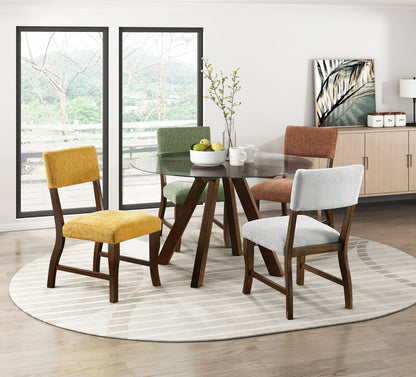 Contemporary Gray Chenille Dining Side Chairs Set of 2