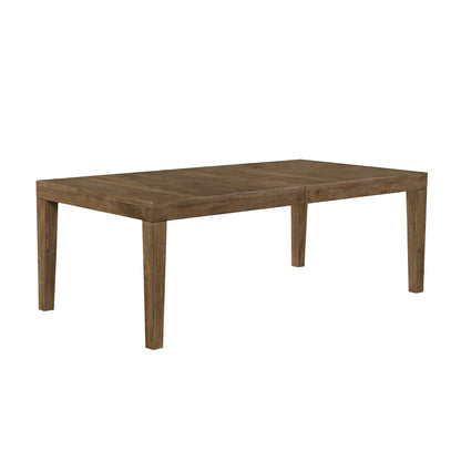 Farmhouse Brown Wood Dining Table Seats 8 with Extension Leaf