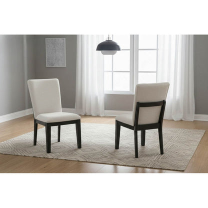 Upholstered Dining Chair Set of 2, Black Wood Finish Dining Room Side Chair Set