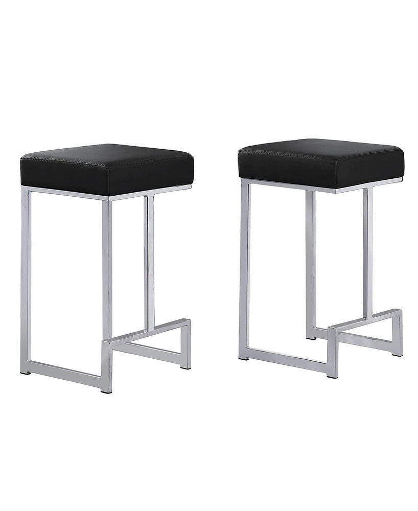 Black Velvet Bar Stools Set of 2 - Kitchen Counter Height