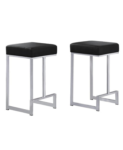 Black Velvet Bar Stools Set of 2 - Kitchen Counter Height