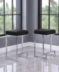 25 in. H Black Velvet Backless Metal Counter Height Stools with Silver Base (Set of 2)