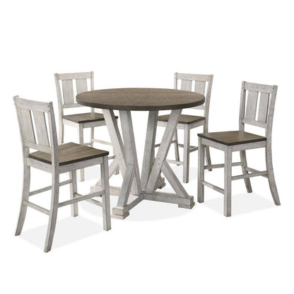 Antique White Rustic Dining Table - Counter Height, 48" Round