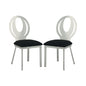 Set of 2 Microfiber and Metal Side Chairs in Silver and Black Finish