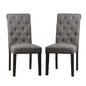 Set of 2 Padded Fabric Dining Chairs in Antique Black and Gray Finish