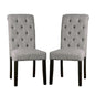 Set of 2 Padded Fabric Dining Chairs in Antique Black and Light Gray