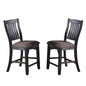 Set of 2 Dark Coffee Fabric Upholstered High Chairs, Black