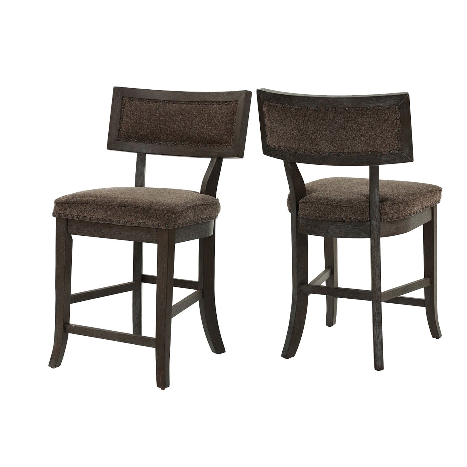 Set of 2 Dining High Chairs with Fabric Upholstery Cushion, Espresso