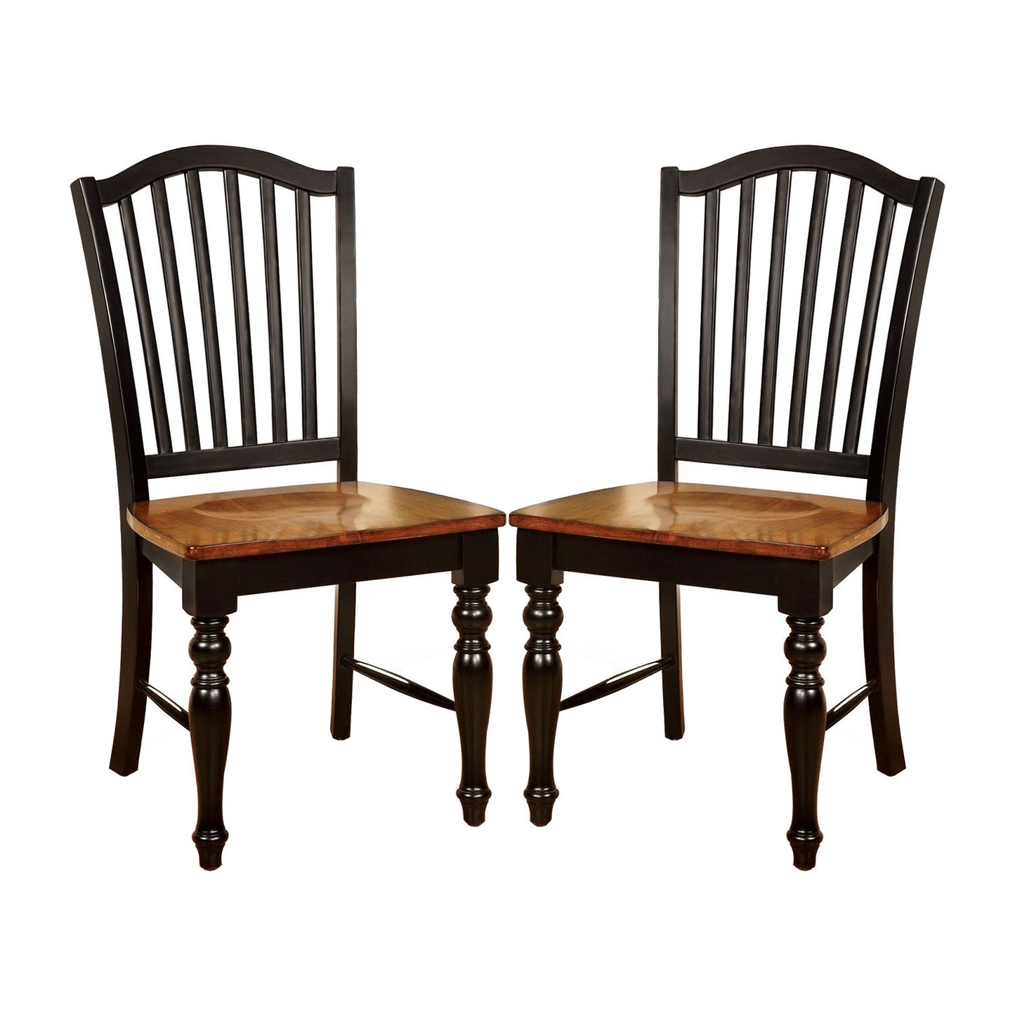 Set of 2 Side Chairs in Black and Antique Oak Finish